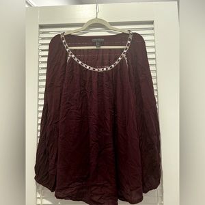 Forever 21 Burgundy Long Sleeve Peasant Top 3X